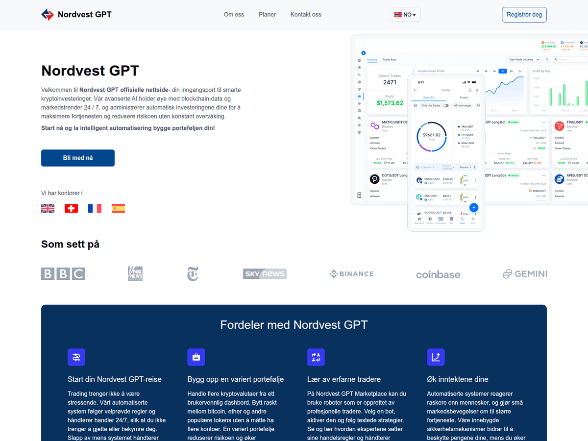 Screenshot der Webseite Nordvestgpt (nordvestgpt.com)