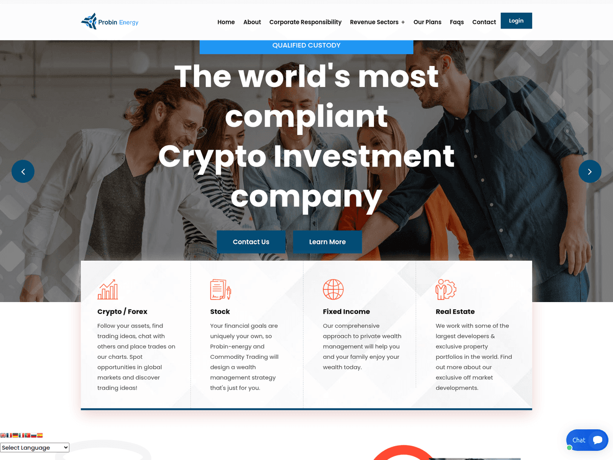 Screenshot der Webseite Probin Energy (probin-energy.com)