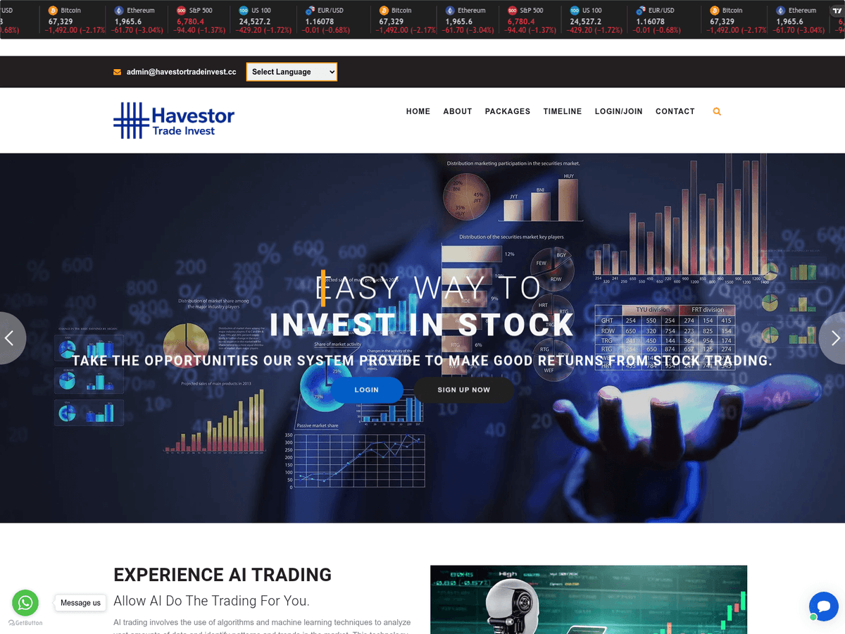 Screenshot der Webseite Havestortradeinvest (havestortradeinvest.cc)