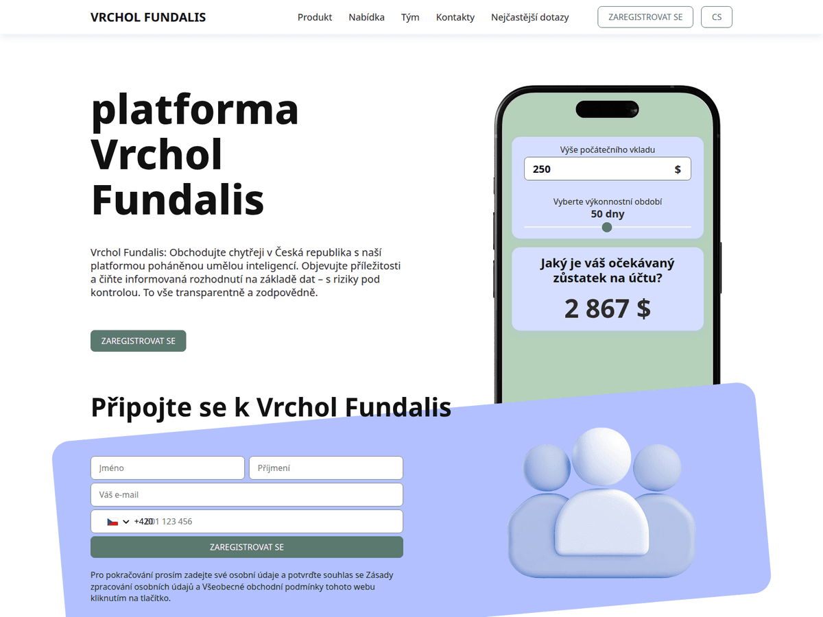 Screenshot der Webseite Vrchol Fundalis (vrchol-fundalis.com)