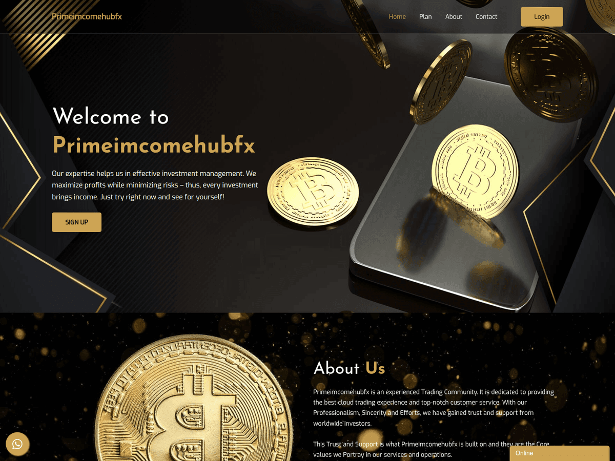 Screenshot der Webseite Primeimcomehubfx (primeimcomehubfx.com)