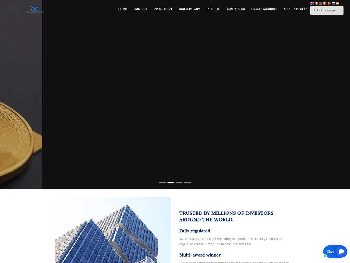Screenshot der Webseite Coinminingstream (coinminingstream.com)