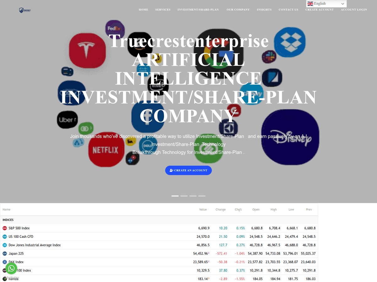 Screenshot der Webseite Truecrestenterprise (truecrestenterprise.com)