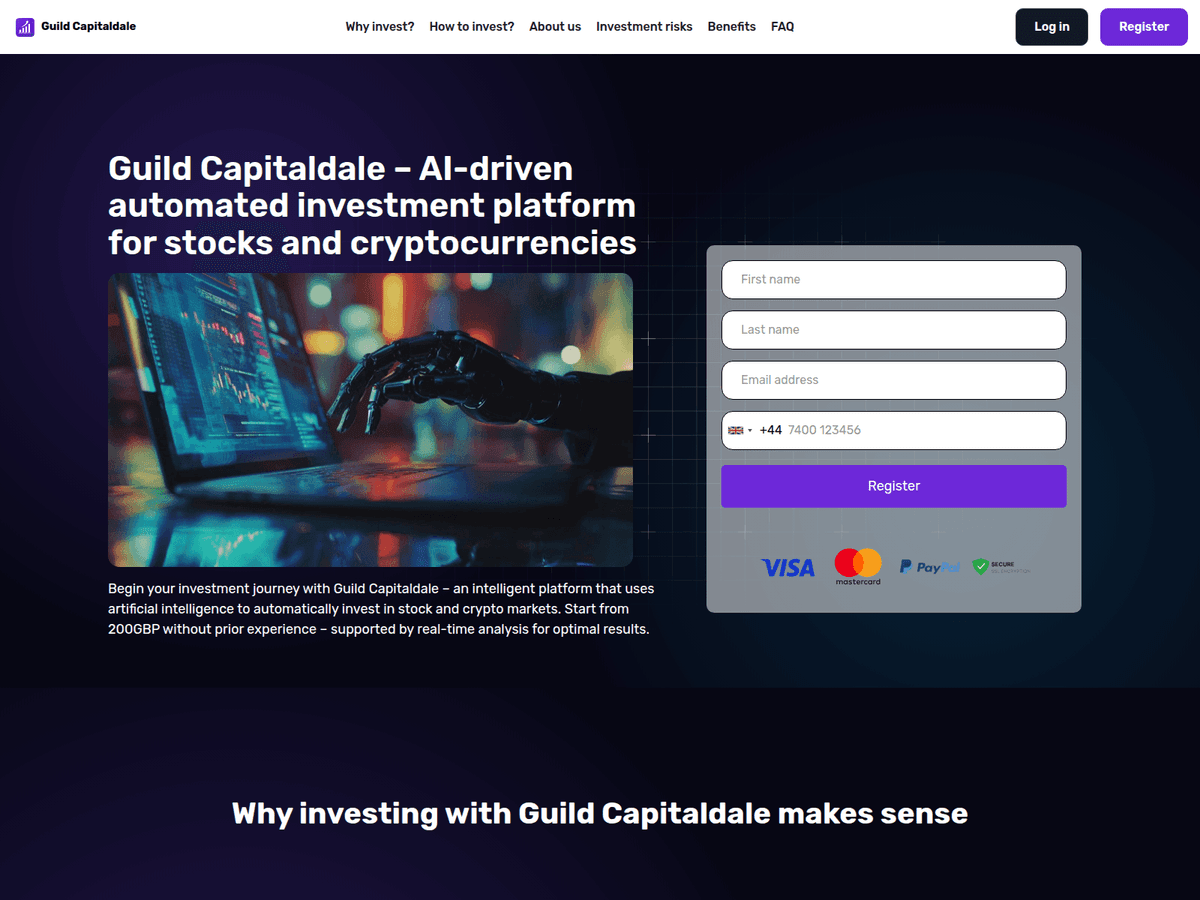 Screenshot der Webseite Guild Capitaldale (guild-capitaldale.org)