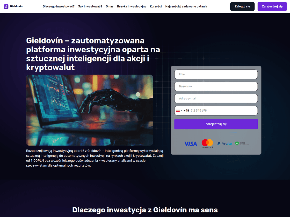 Screenshot der Webseite Gieldovin (gieldovin.org)