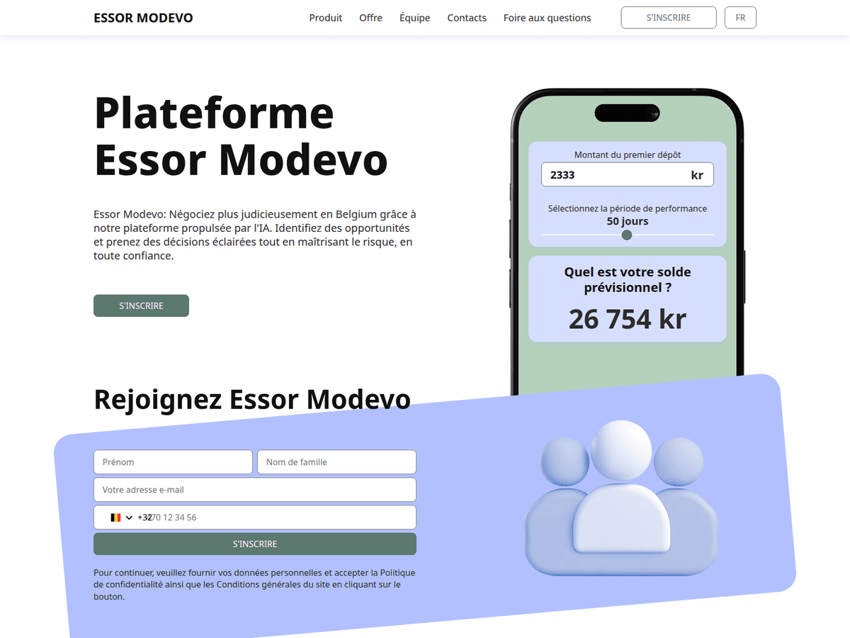 Screenshot der Webseite Essor Modevo (essor-modevo.com)