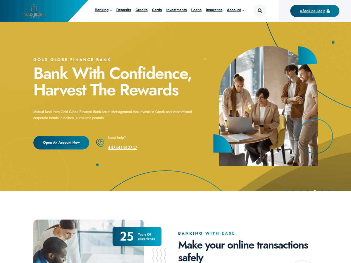 Screenshot der Webseite Goldglobfin (goldglobfin.com)