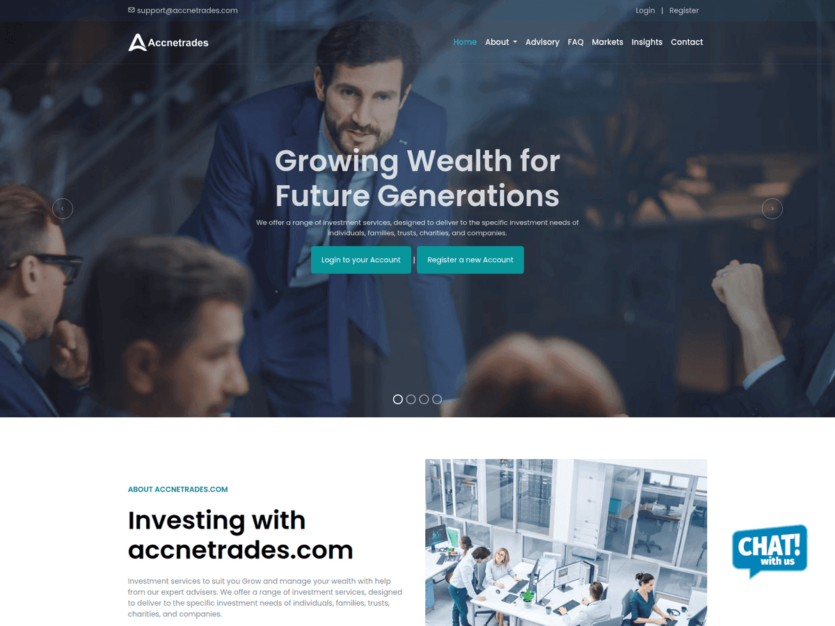 Screenshot der Webseite Accnetrades (accnetrades.com)