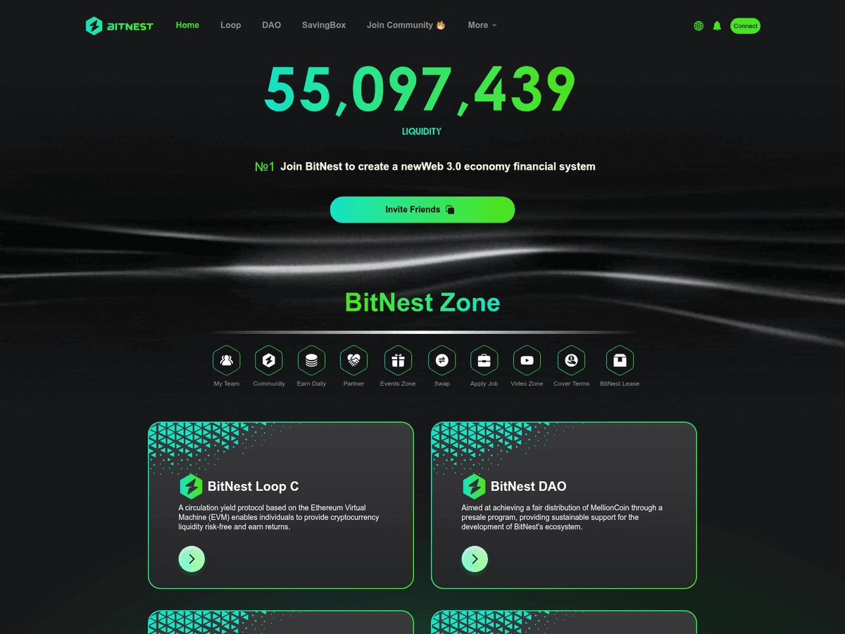 Screenshot der Webseite Bitnest (bitnest.is)