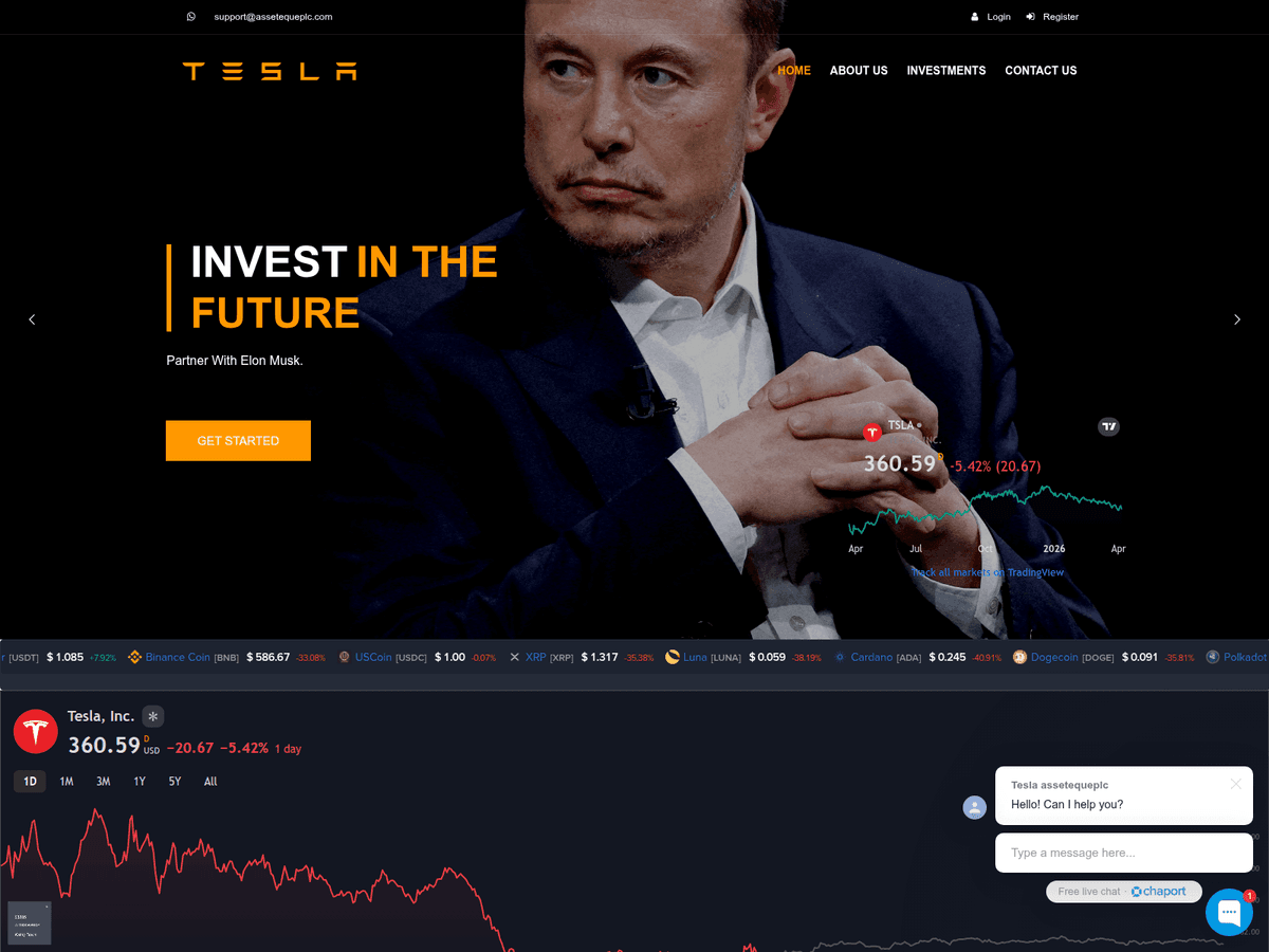 Screenshot der Webseite Assetequeplc (teslatrader.assetequeplc.com)