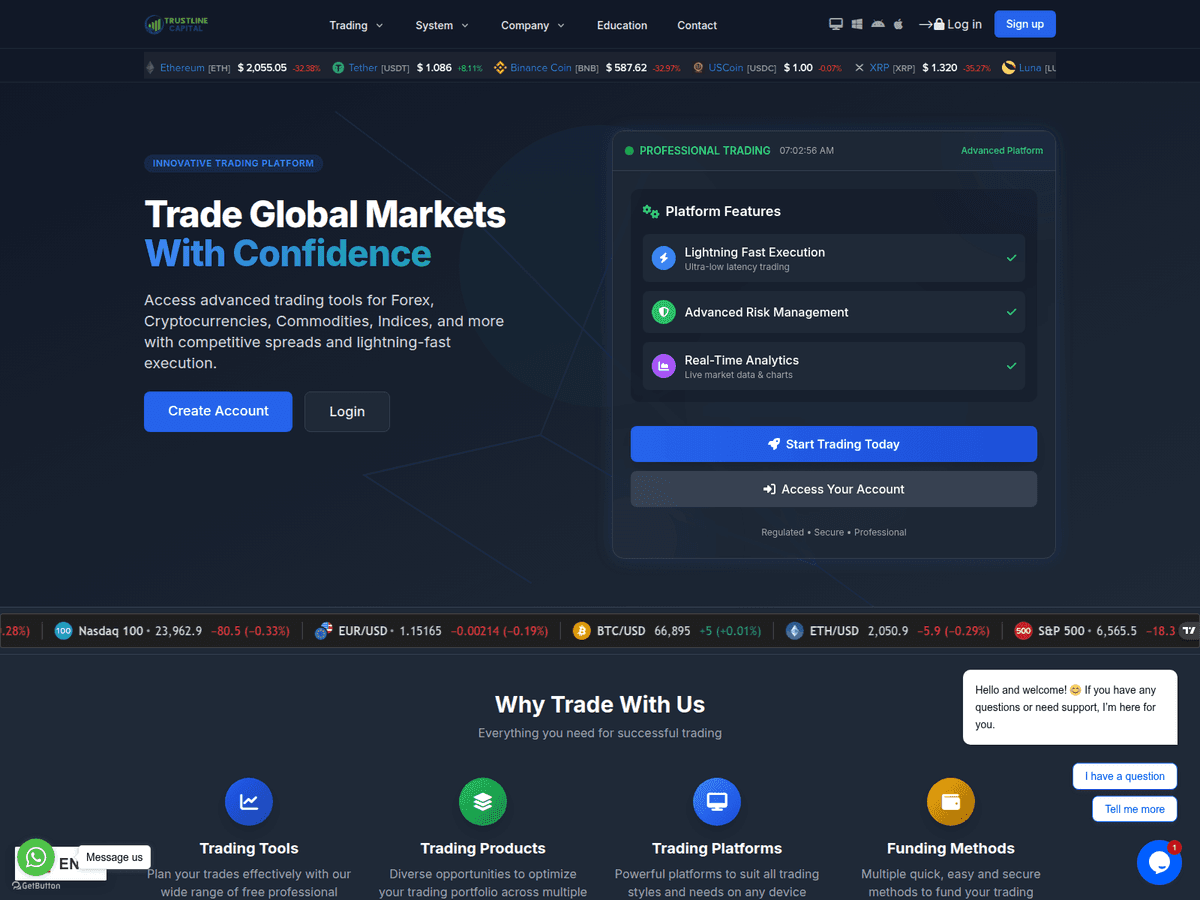 Screenshot der Webseite Trustlinecapital (trustlinecapital.ltd)