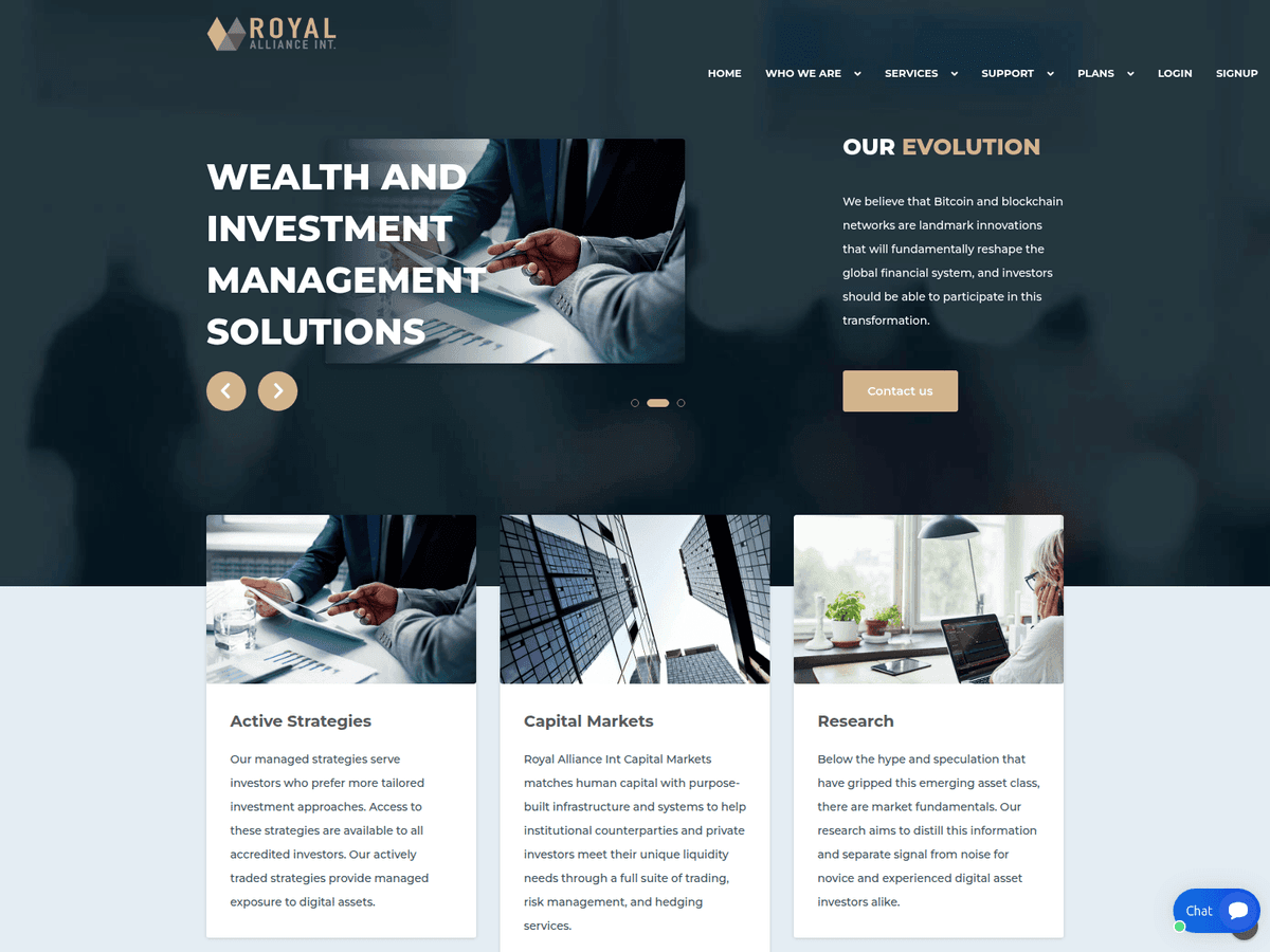 Screenshot der Webseite Royal Allianceint (royal-allianceint.org)