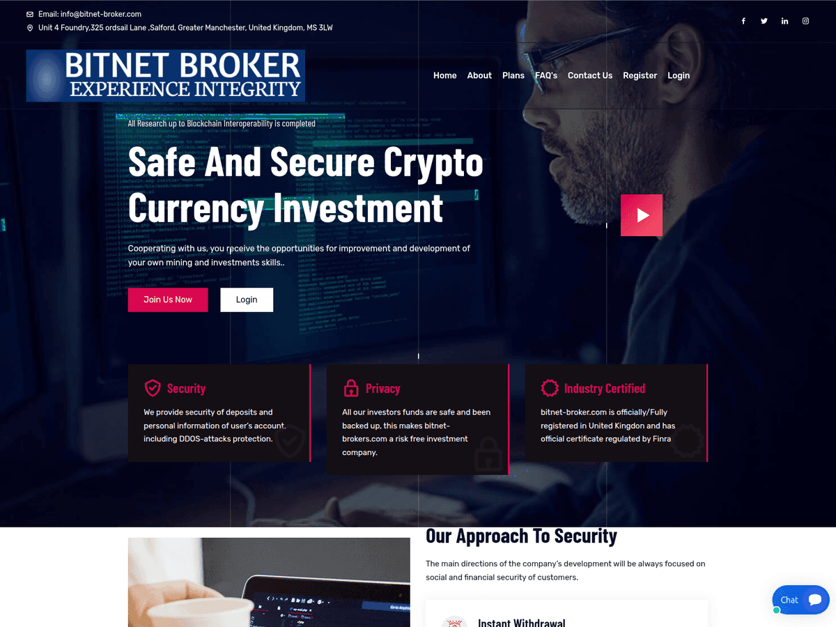 Screenshot von Bitnet Broker