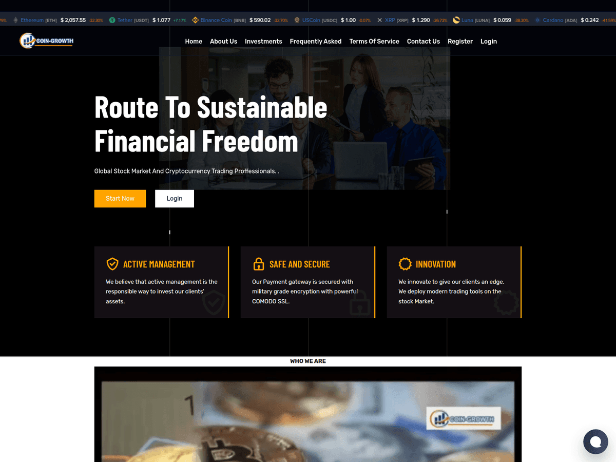 Screenshot der Webseite Coingrowthllc (coingrowthllc.com)