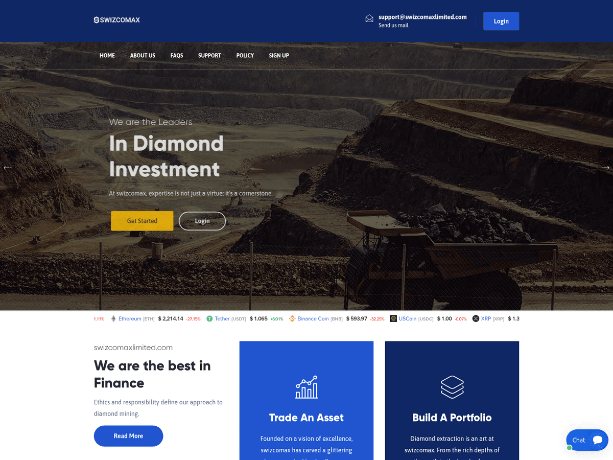 Screenshot der Webseite Swizcomaxlimited (swizcomaxlimited.com)