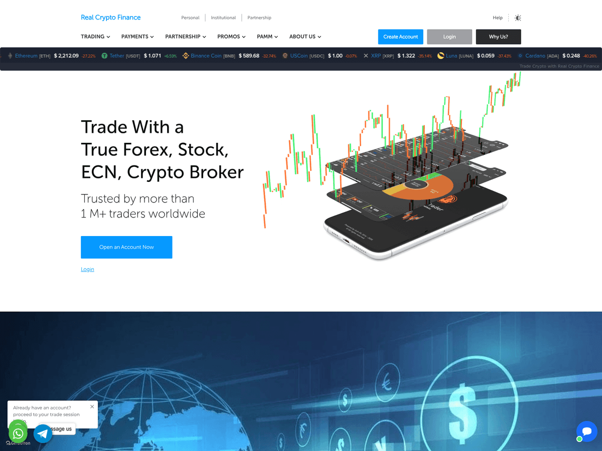 Screenshot der Webseite Realcryptofinance (realcryptofinance.org)