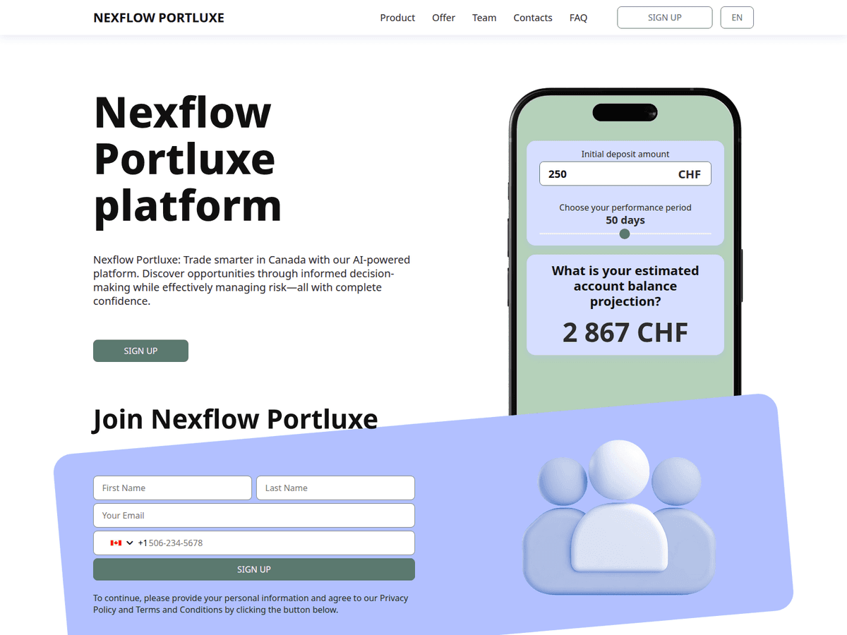 Screenshot der Webseite Nexflow Portluxe (nexflow-portluxe.com)