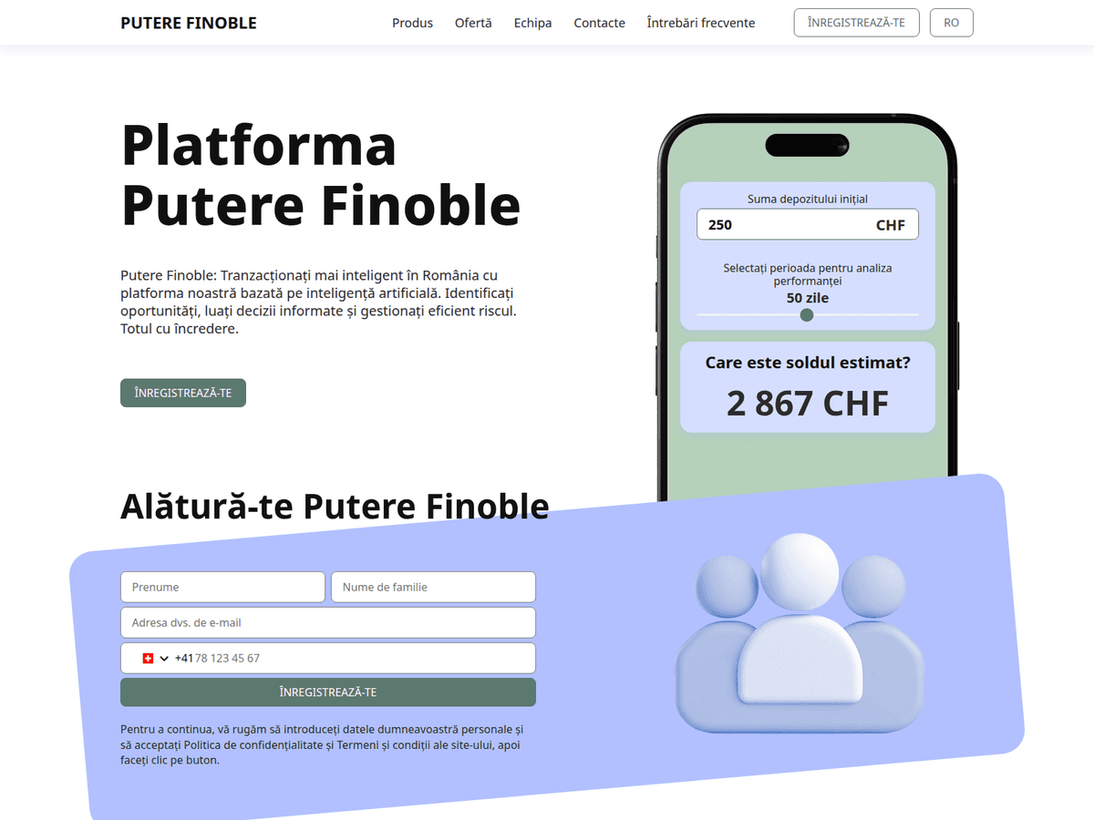 Screenshot der Webseite Putere Finoble (putere-finoble.com)