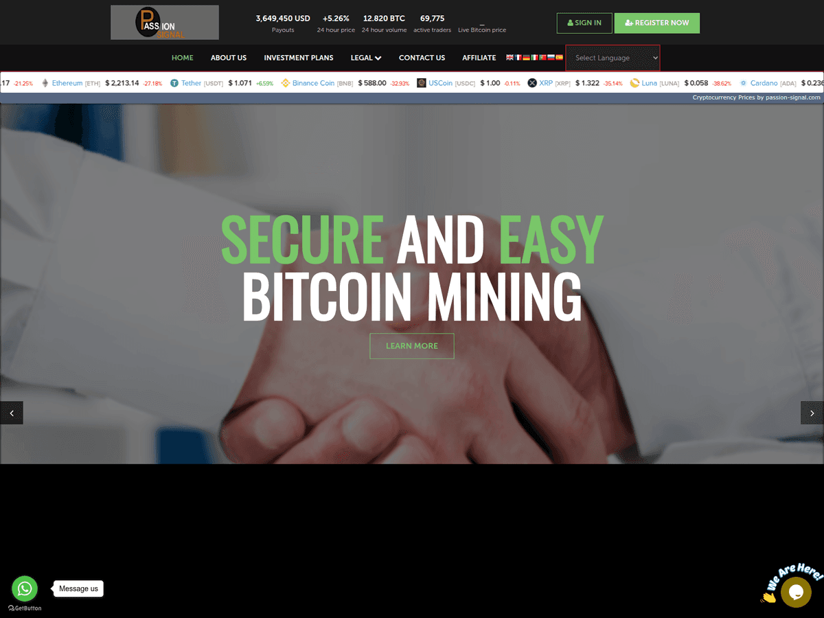 Screenshot der Webseite Passion Signal (passion-signal.com)