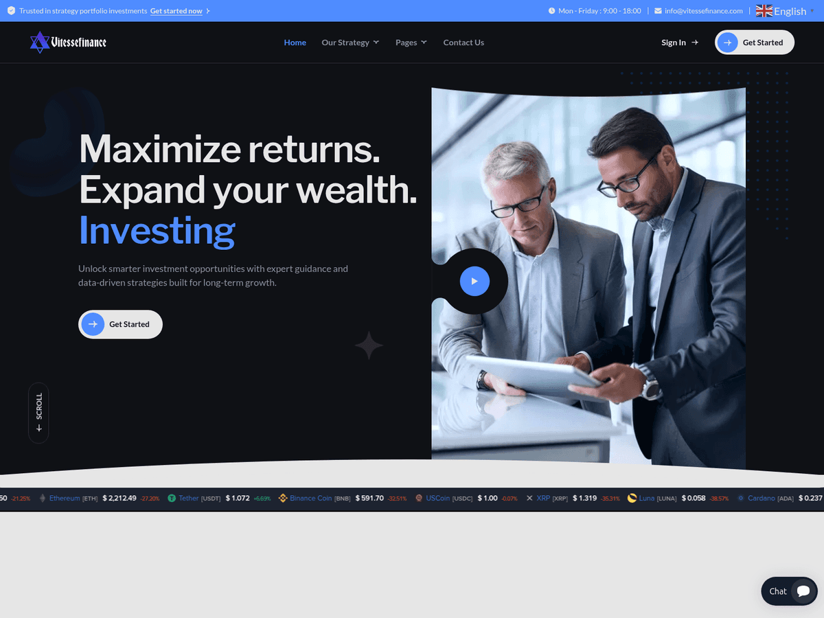 Screenshot der Webseite Vitessefinance (vitessefinance.com)