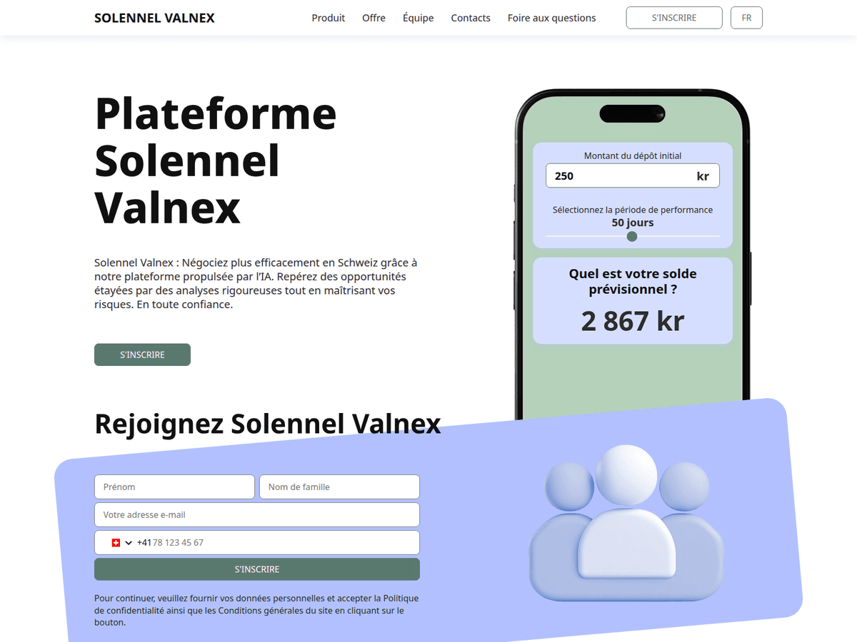 Screenshot der Webseite Solennel Valnex (solennel-valnex.com)