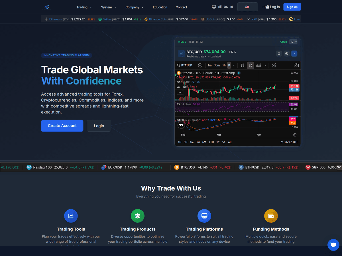 Screenshot von Binocextrade