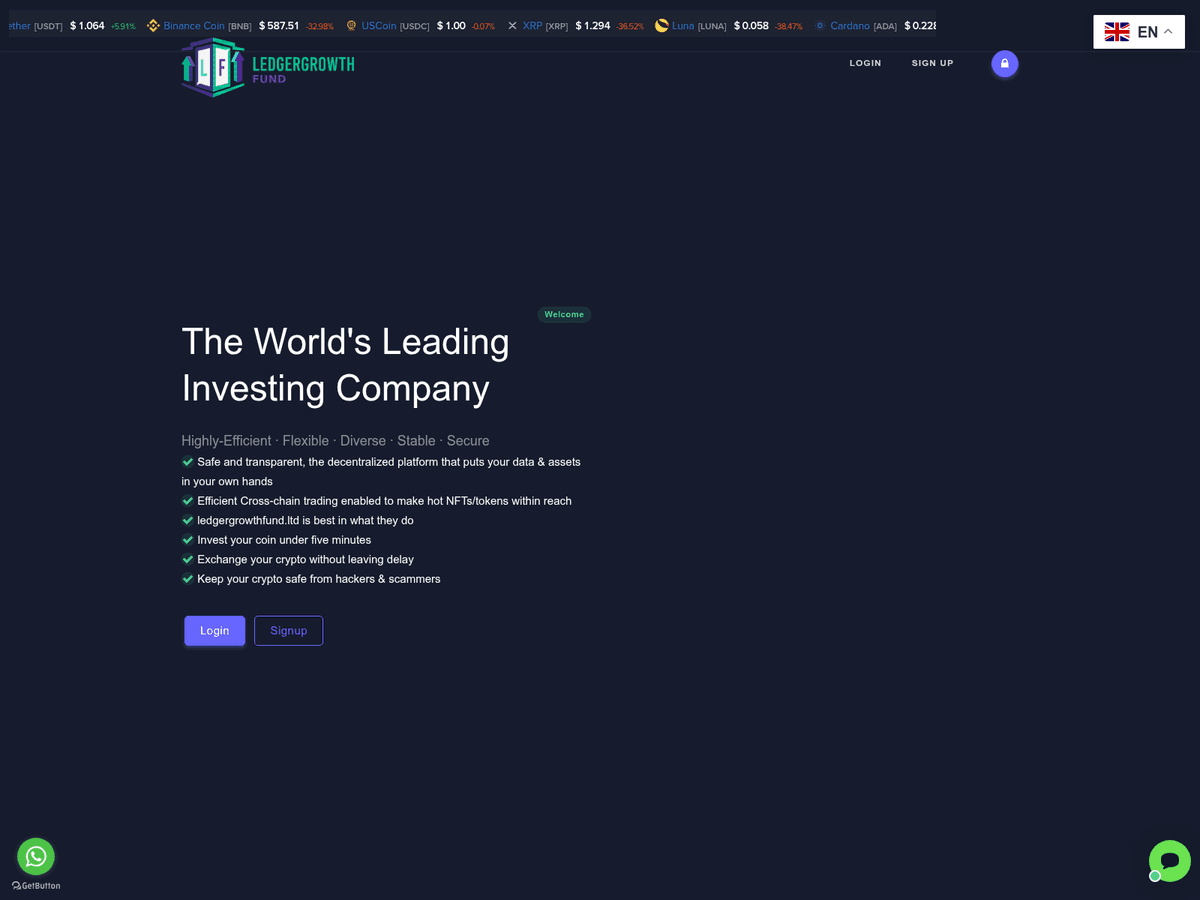 Screenshot der Webseite Ledgergrowthfund (ledgergrowthfund.ltd)