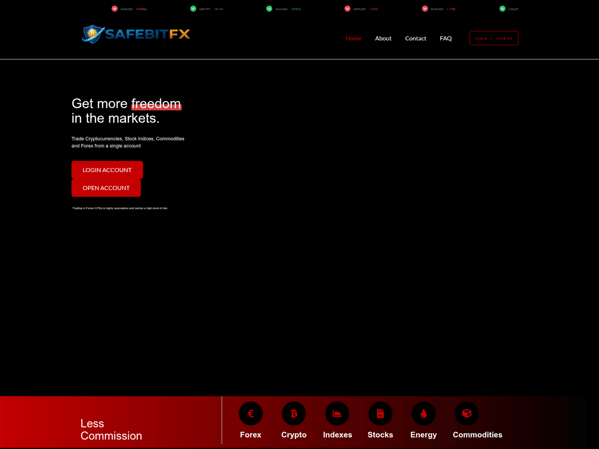 Screenshot der Webseite Safebitfx (safebitfx.com)