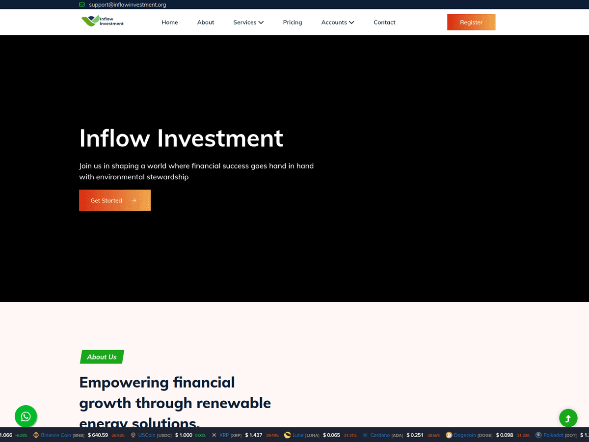 Screenshot der Webseite Inflowinvestment (inflowinvestment.org)