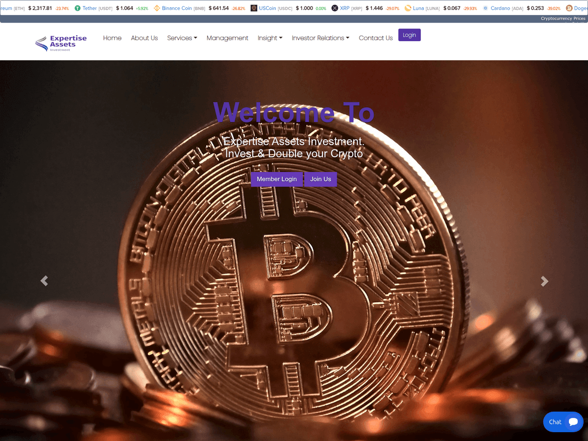 Screenshot der Webseite Expertisassets (expertisassets.com)