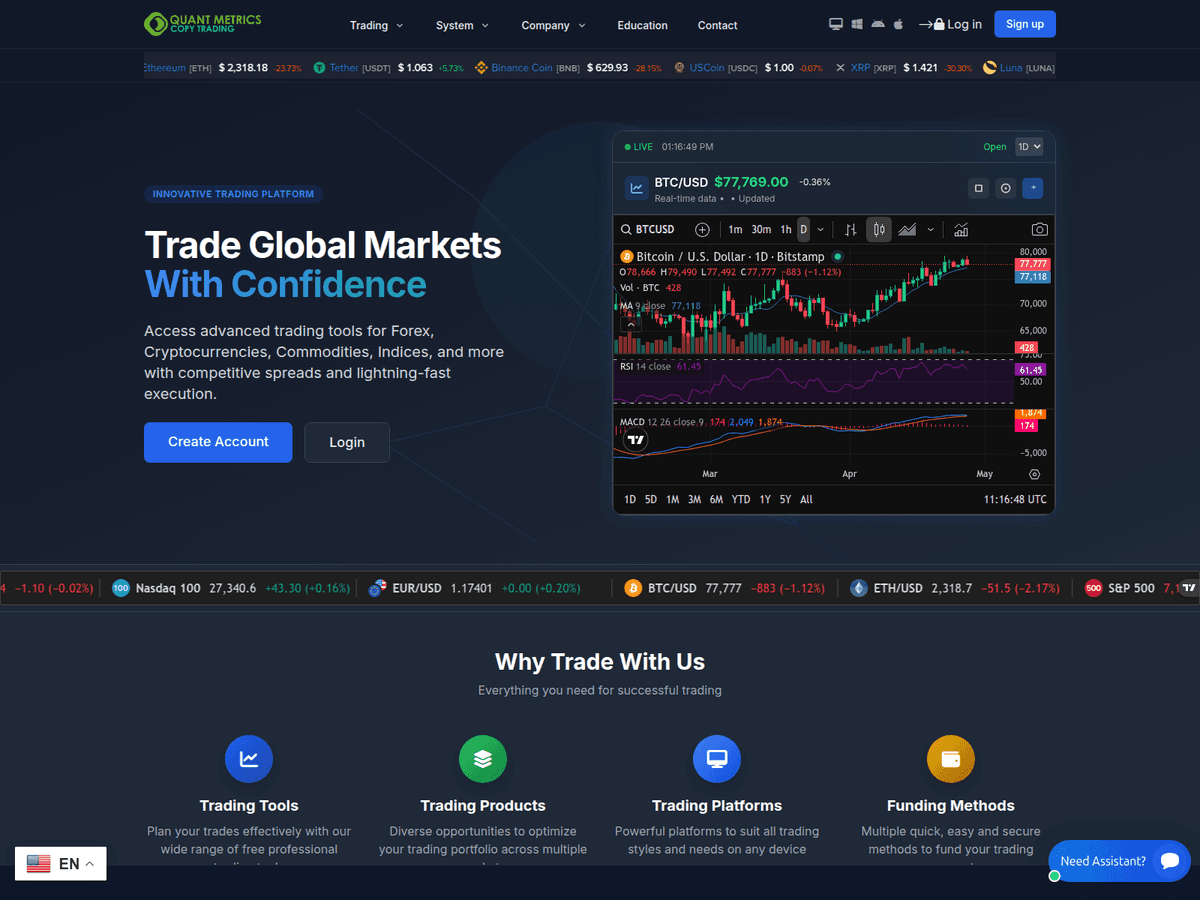Screenshot der Webseite Quantmetricscopytd (quantmetricscopytd.com)