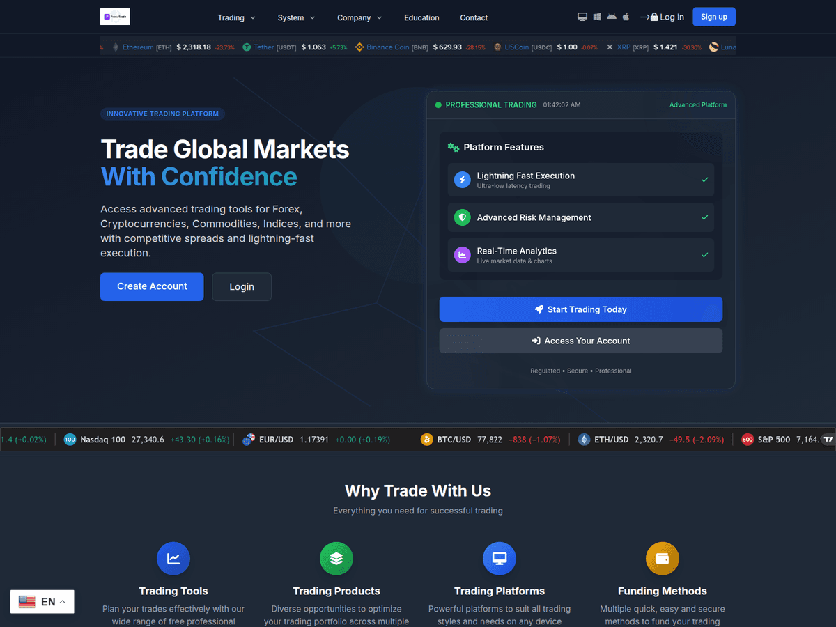 Screenshot der Webseite Unitcomcu (primetrade.dpdns.org.unitcomcu.org)