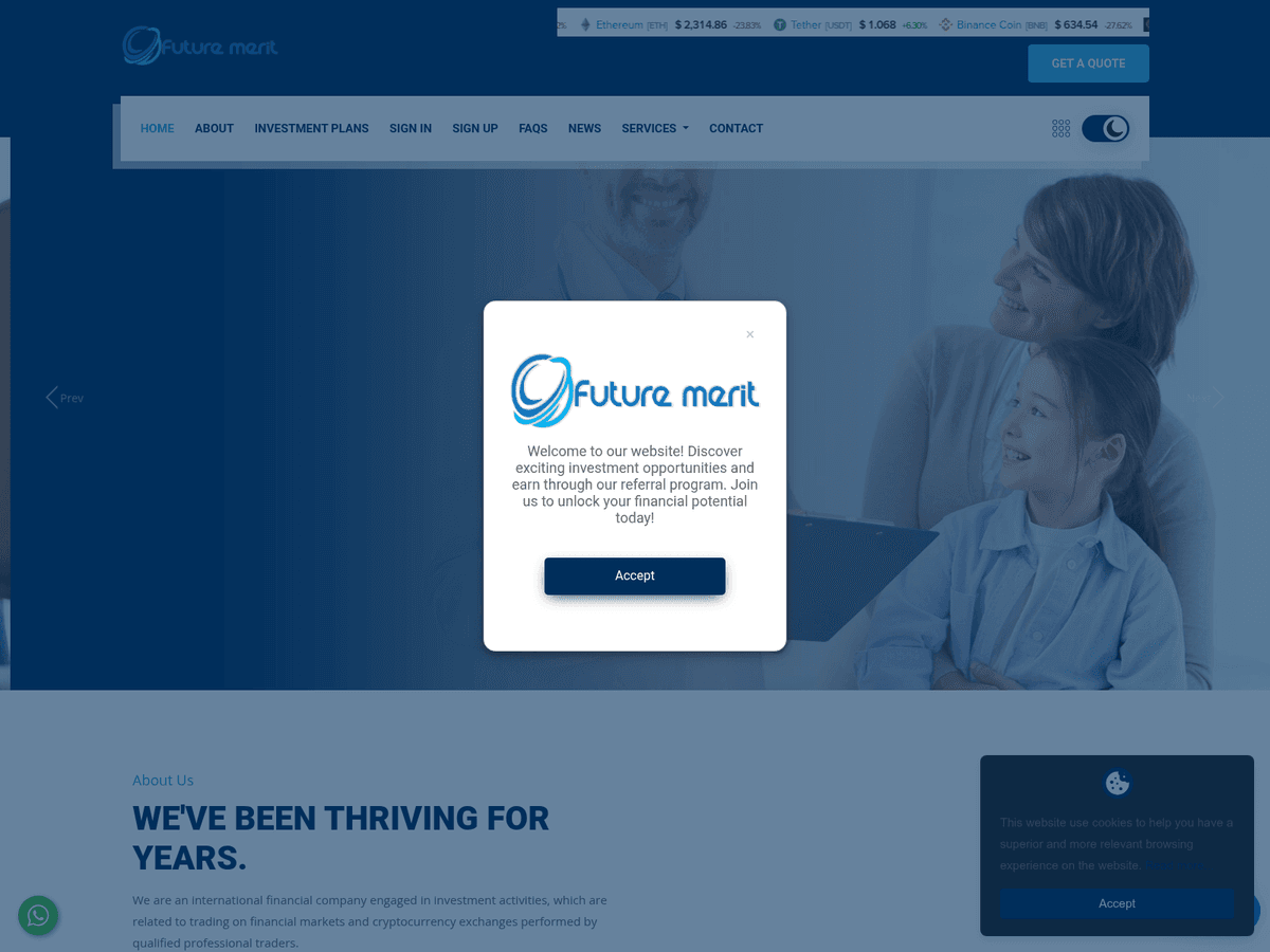 Screenshot der Webseite Futuremerit (futuremerit.com)