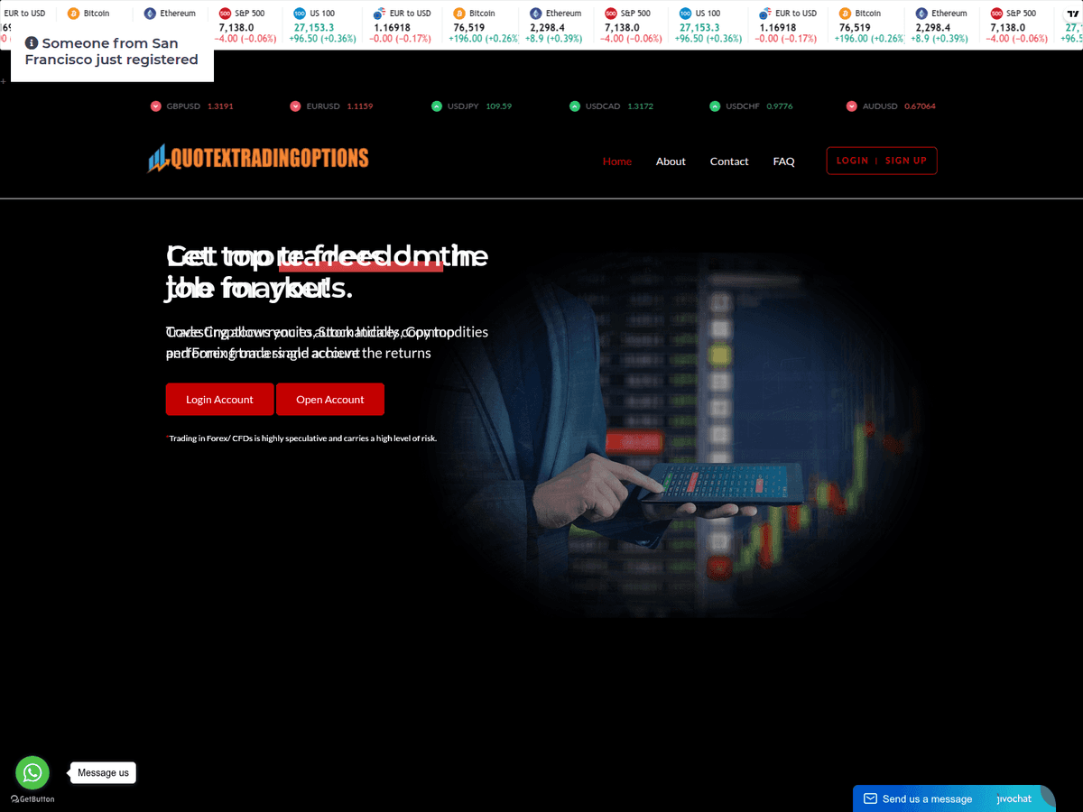 Screenshot der Webseite Quotextradingoption (quotextradingoption.live)