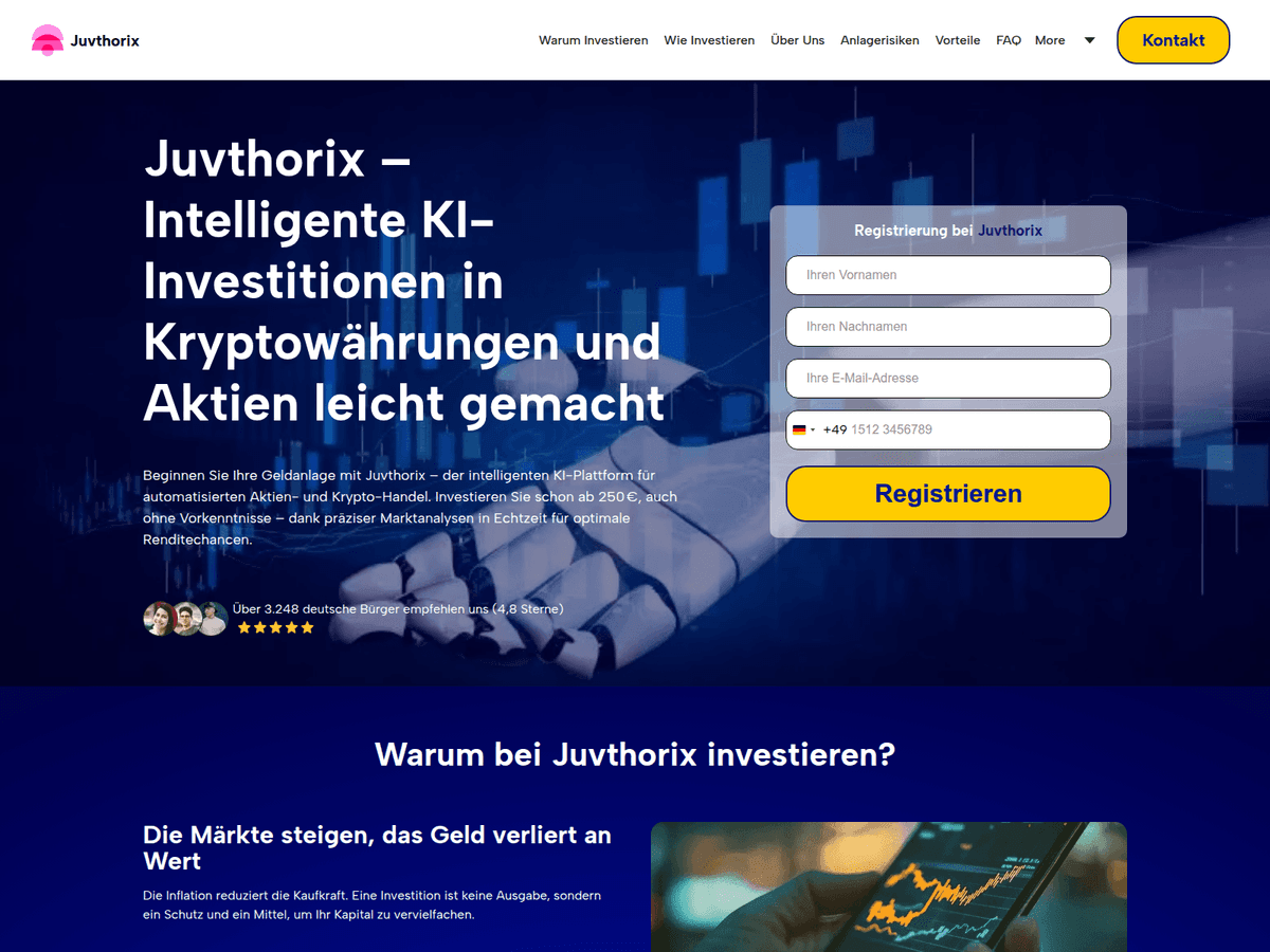 Screenshot der Webseite Juvthorix Ki (juvthorix-ki.de)