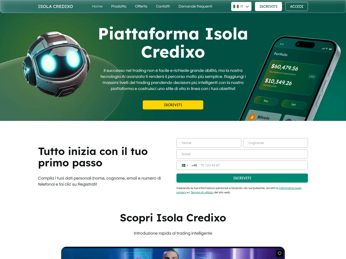 Screenshot der Webseite Isola Credixo (isola-credixo.com)