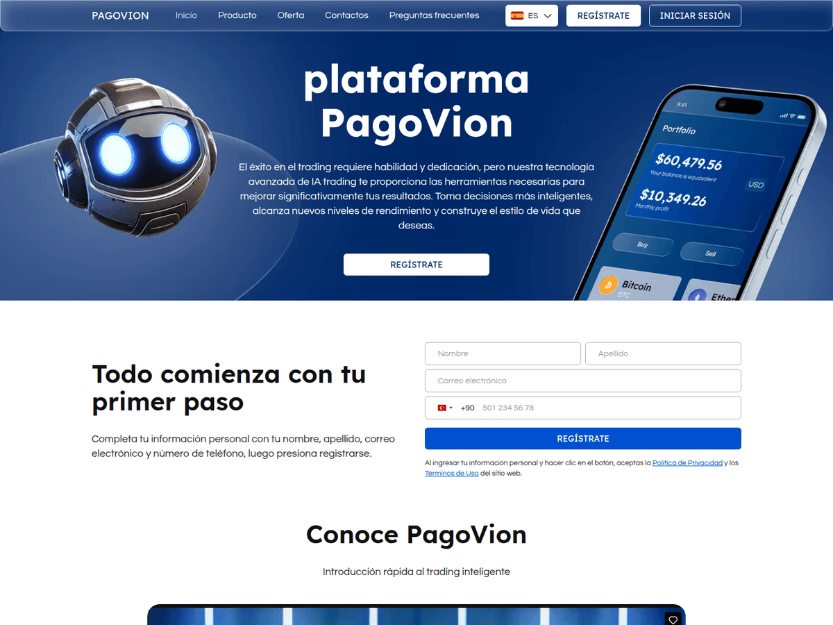 Screenshot der Webseite Pagovion (pagovion.com)