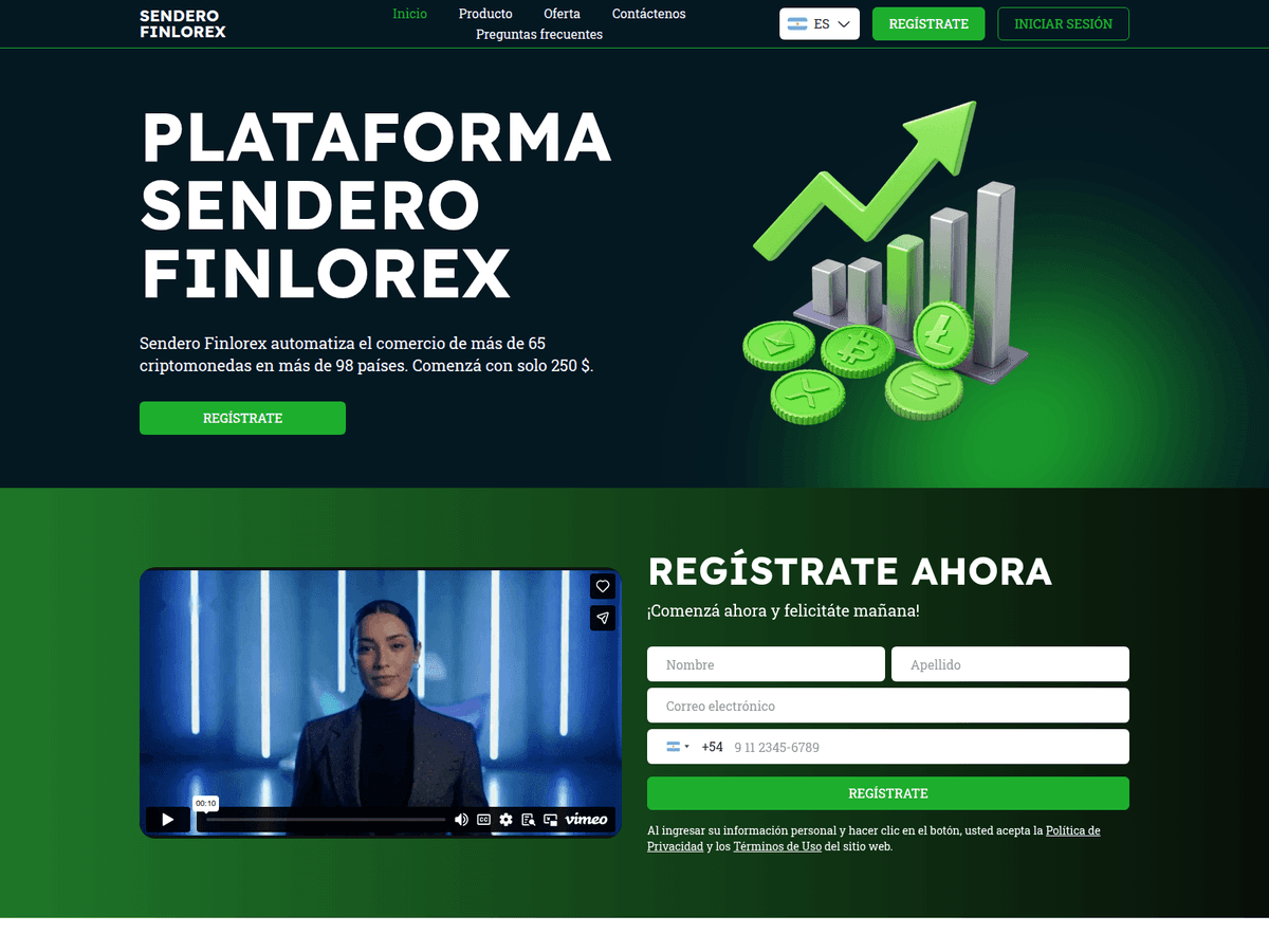 Screenshot der Webseite Sendero Finlorex Ar (sendero-finlorex-ar.com)