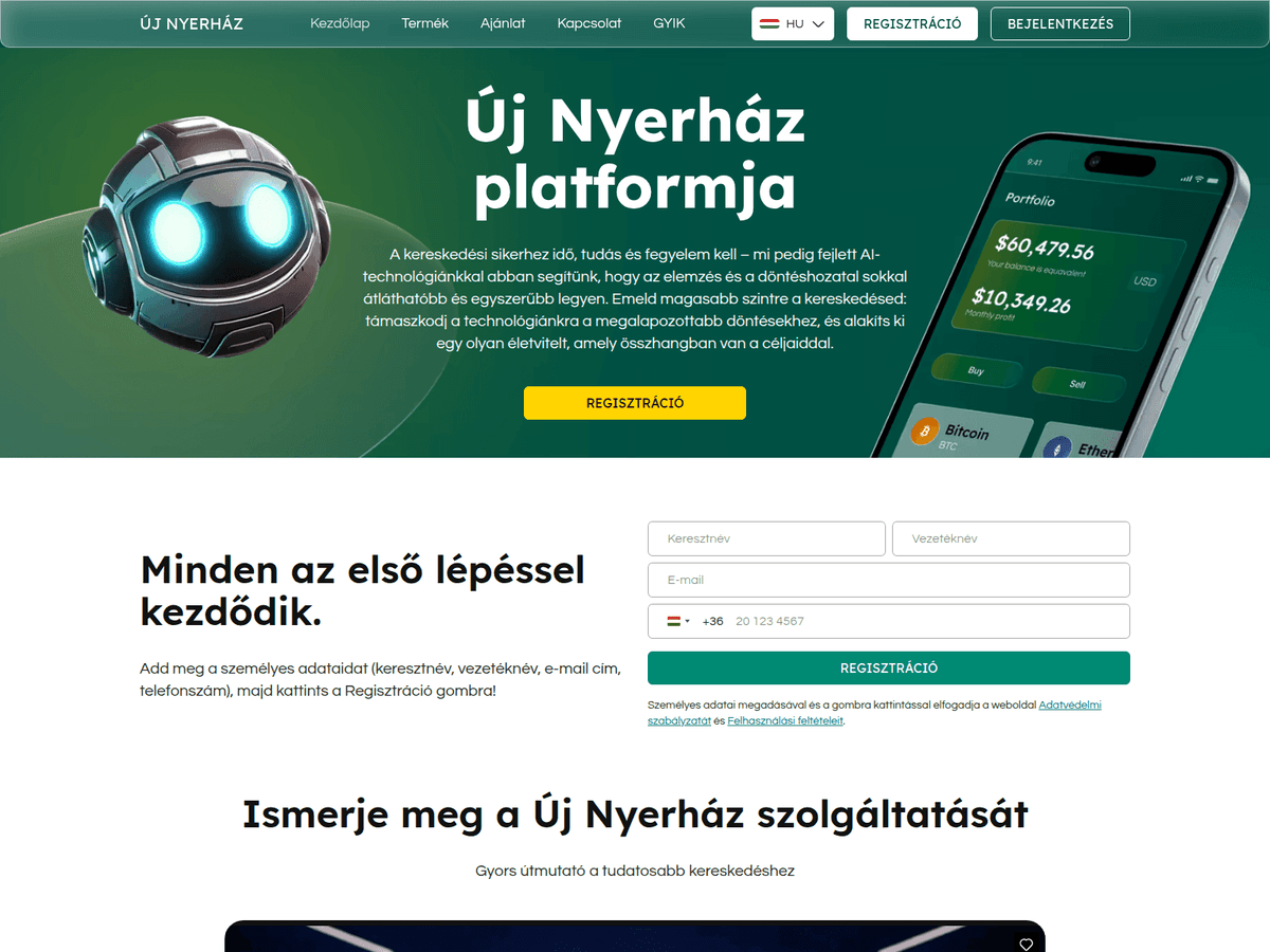Screenshot der Webseite Uj Nyerhaz (uj-nyerhaz.com)