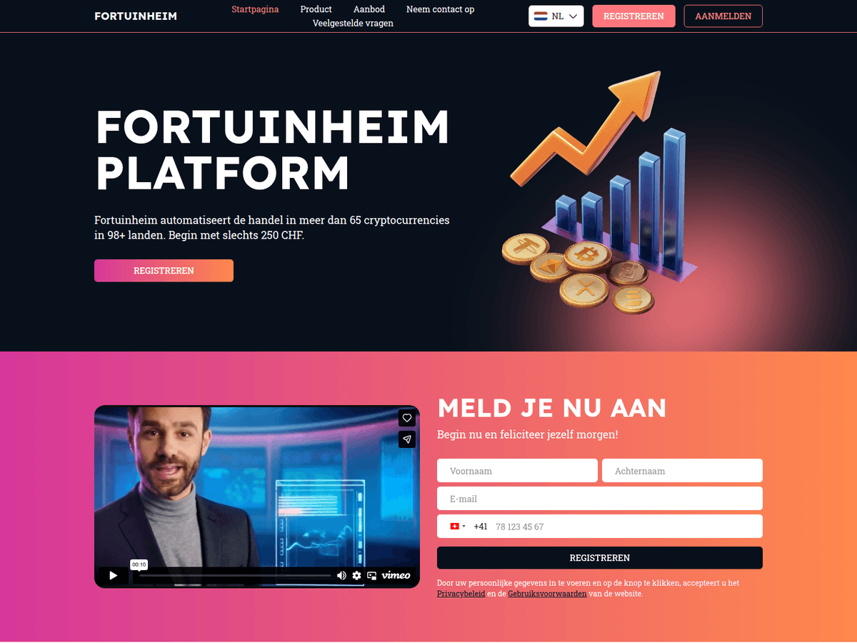 Screenshot der Webseite Fortuinheim (fortuinheim.com)