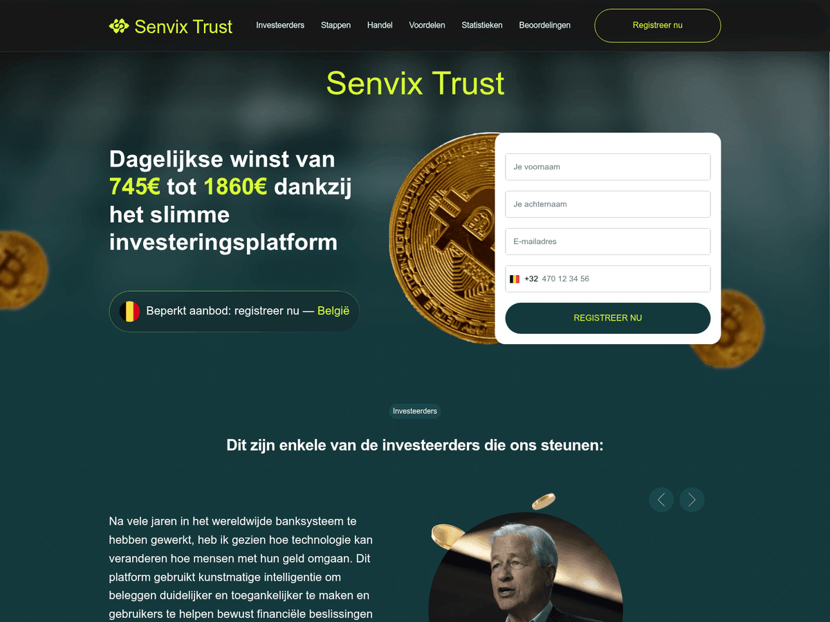 Screenshot der Webseite Senvix Trust (senvix-trust.com)