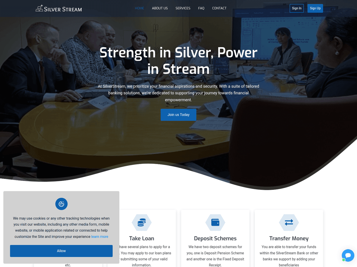 Screenshot der Webseite Silverstreambank (silverstreambank.com)
