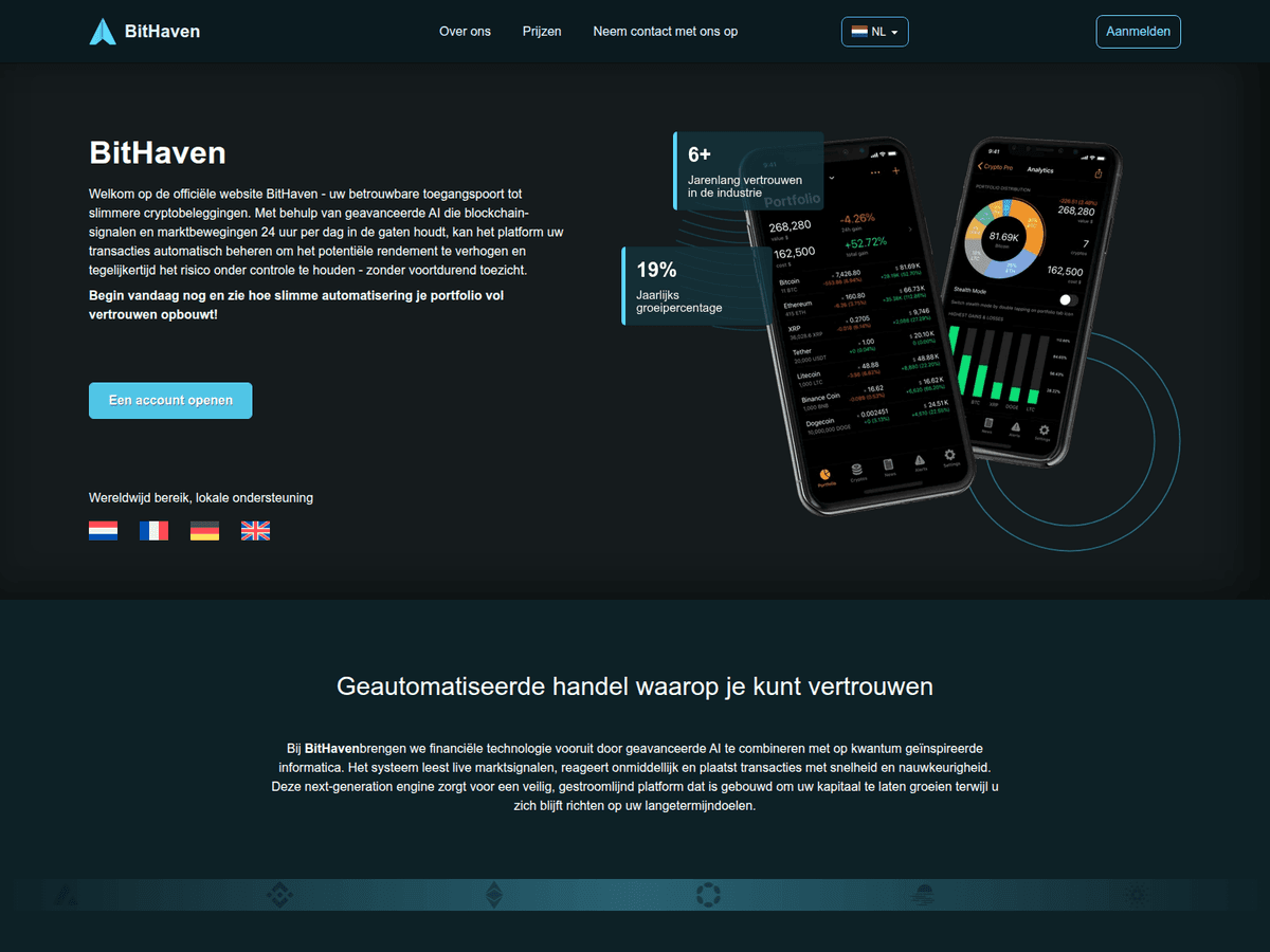 Screenshot der Webseite Bithaven Netherlands (bithaven-netherlands.com)