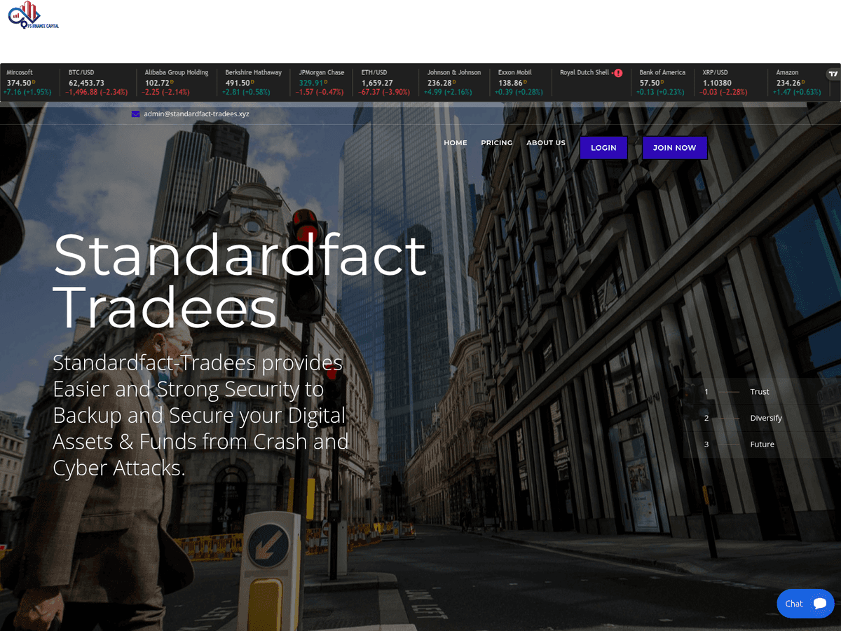 Screenshot der Webseite Standardfact Tradees (standardfact-tradees.xyz)