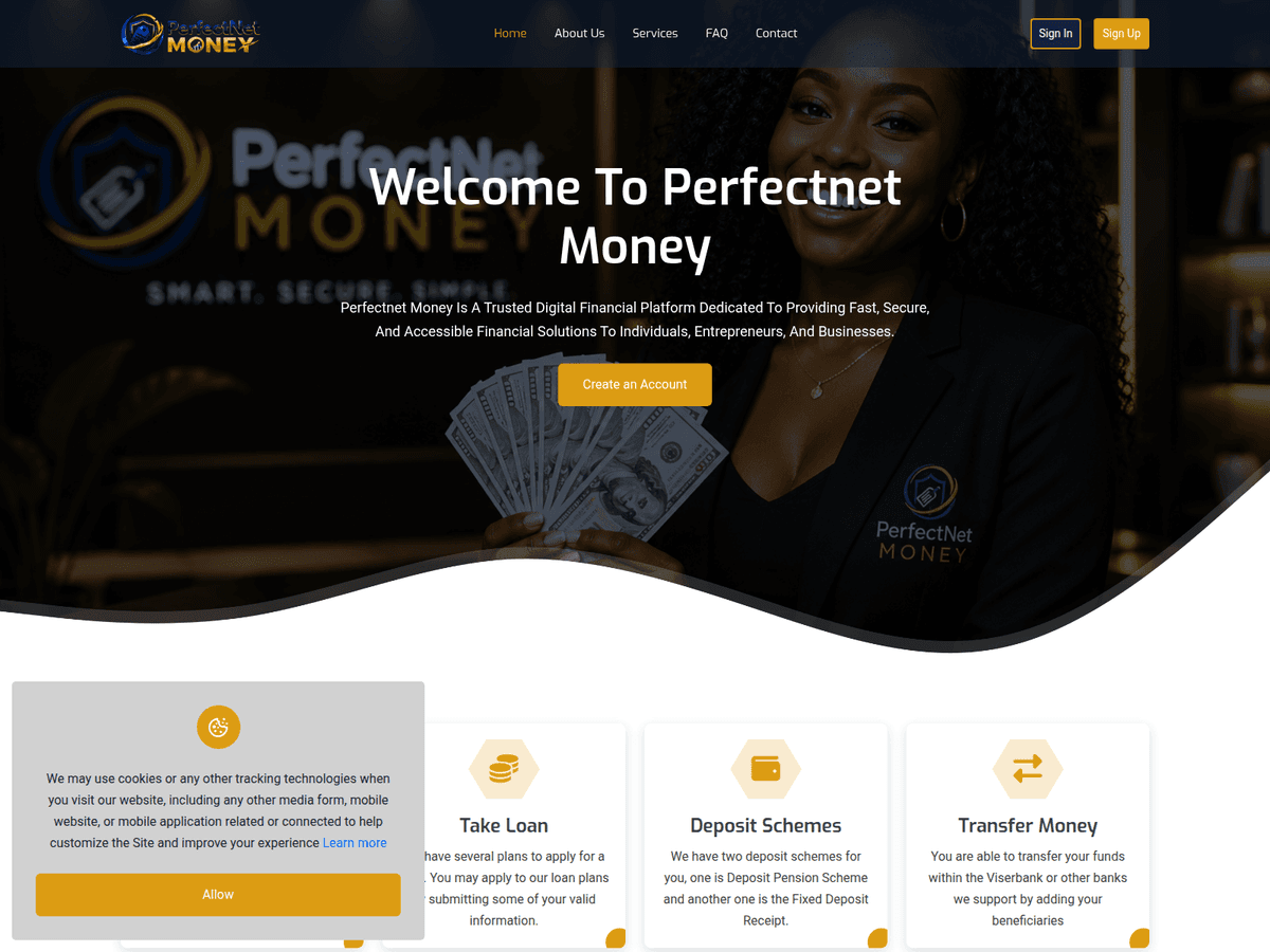 Screenshot der Webseite Perfectnetmoney (perfectnetmoney.net)