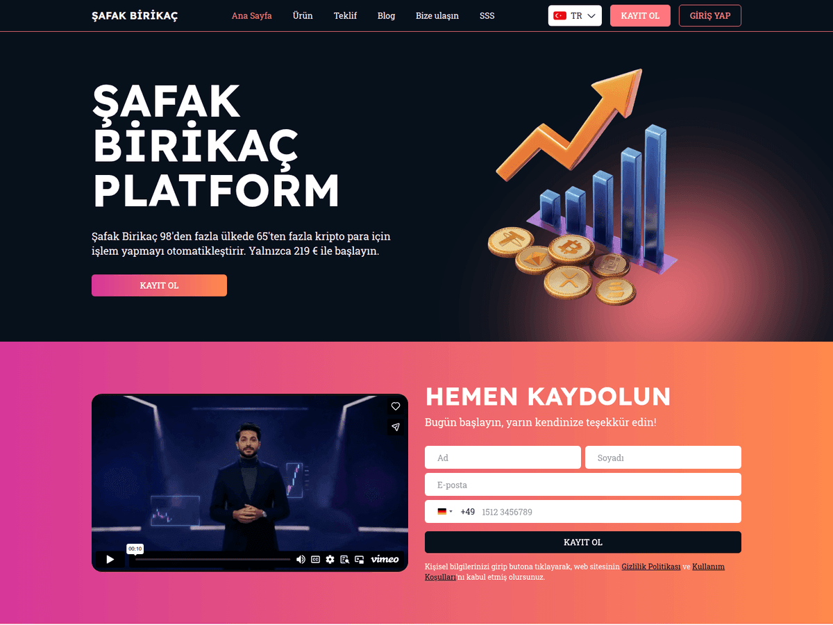 Screenshot der Webseite Safak Birikac (safak-birikac.com)