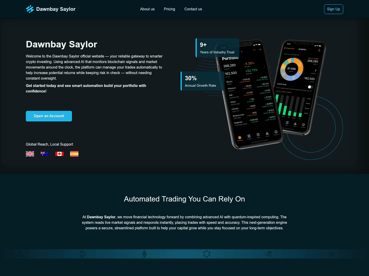 Screenshot der Webseite Dawnbaysaylor (dawnbaysaylor.com)