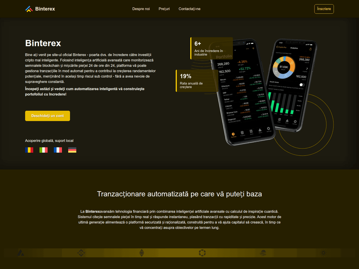 Screenshot der Webseite Binterexro (binterexro.com)