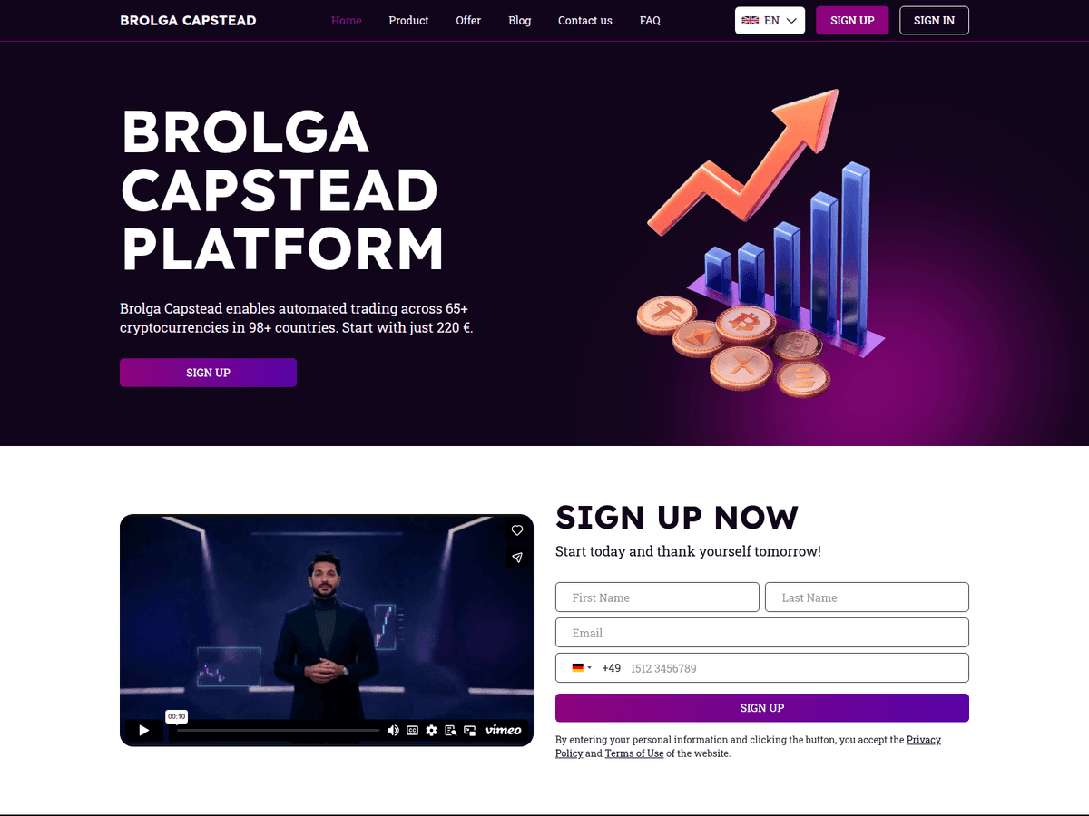 Screenshot der Webseite Brolgacapstead (brolgacapstead.com)