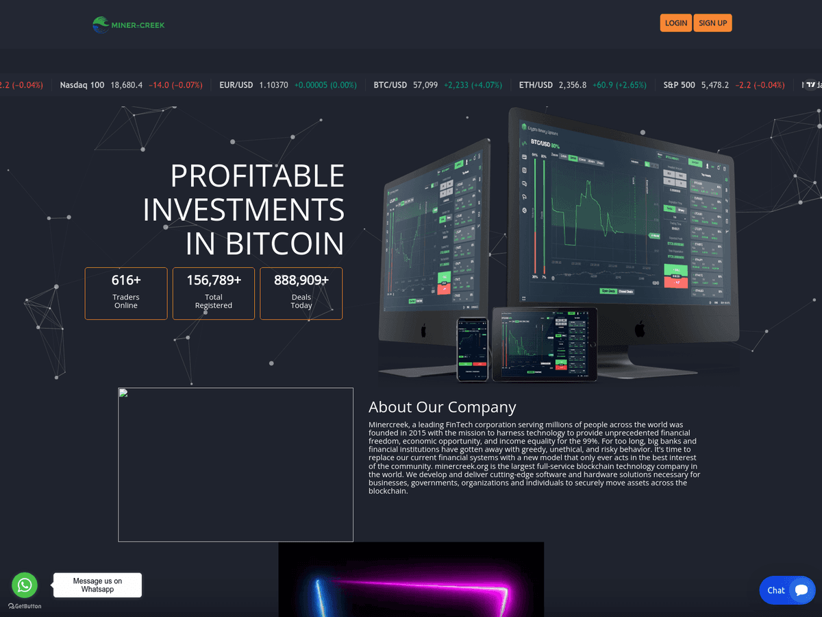 Screenshot der Webseite Minercreek (minercreek.org)